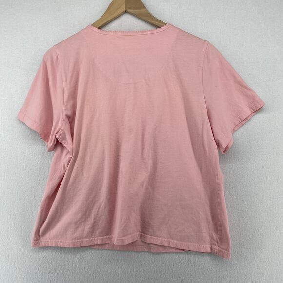 BONMARCHE Pajama Set 16 18 Swan Cotton Short Sleeve Top Lounge Crop Pants Pink - Picture 6 of 16